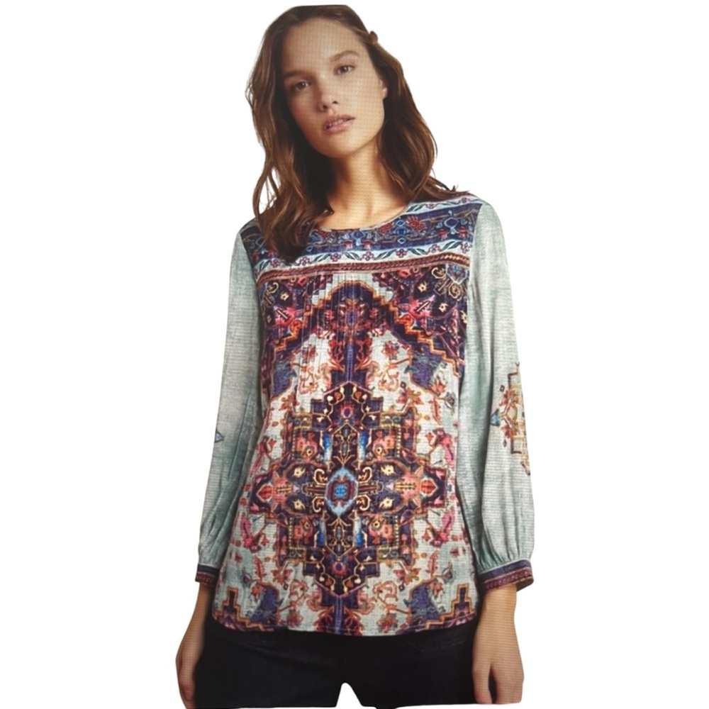 Vineet Bahl boho bohemian mosaic print hippie long sleeve shirt